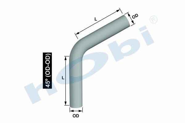 Boru, Universal Dirsek, A:45° Ø101,6 L1:245 L2:245 T:1,5 mm Alusi - 1