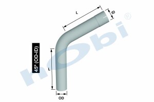 Boru, Universal Dirsek, A:45° Ø101,6 L1:245 L2:245 T:1,5 mm Alusi ID1:Ø102,1 - 1