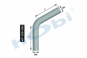 Boru, Universal Dirsek, A:45° Ø76,2 L1:230 L2:230 T:1,5 mm Alusi - 1