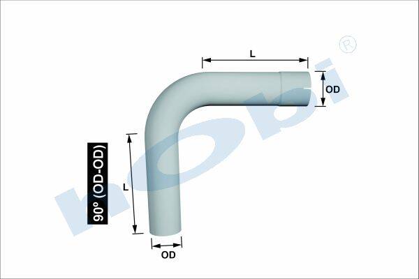 Boru, Universal Dirsek, A:90° Ø70 L1:270 L2:270 T:1,5 mm Alusi ID1:Ø70,3 - 1
