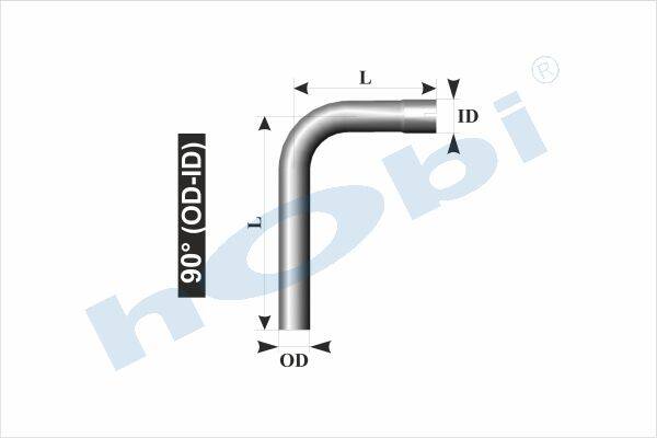 Boru, Universal Dirsek, A:90° Ø75 L1:290 L2:290 T:1,5 mm Alusi ID1:Ø75,5 - 1